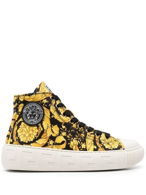 versace high top sneakers black|versace greca barocco print sneakers.